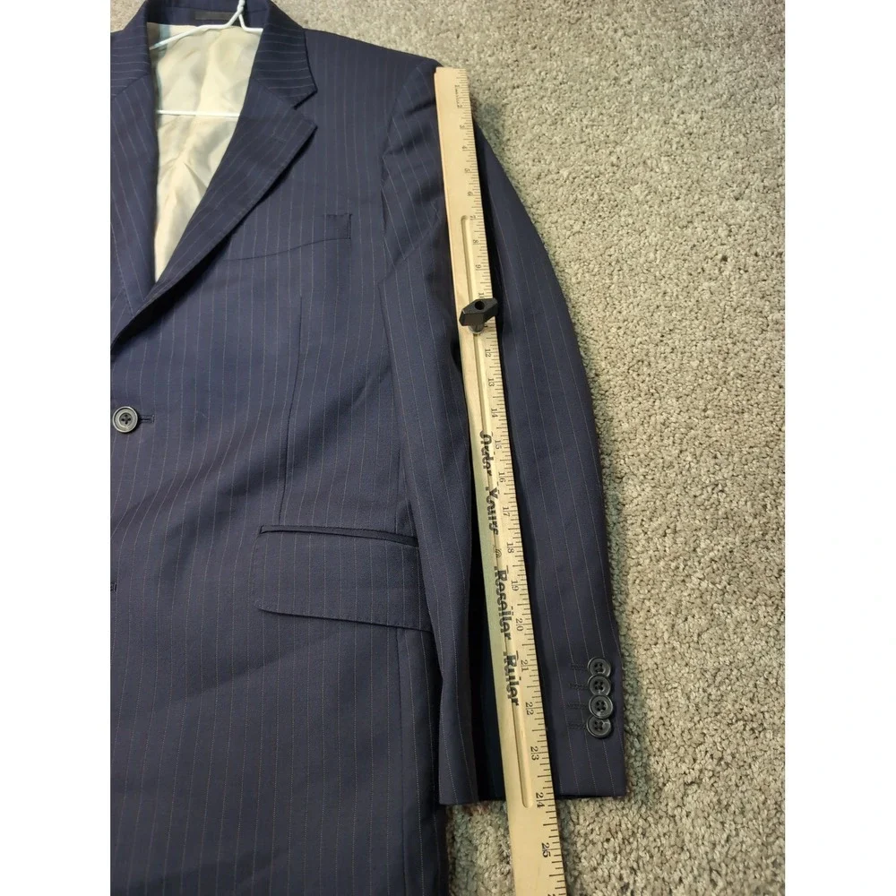 TM Lewin Mens Navy Pinstripe Blazer Super 120s Merino Wool‎ Suit Jacket 42R
